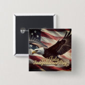 4. Juli Adler mit amerikanischer Flagge Button (Vorne & Hinten)