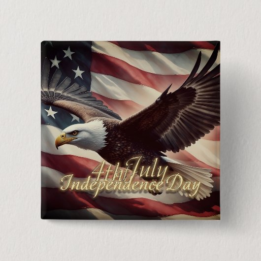 4. Juli Adler mit amerikanischer Flagge Button (Vorderseite)