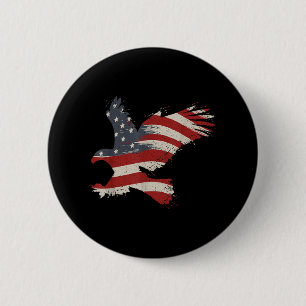 4. Juli Adler mit amerikanischer Flagge Geschenk T Button