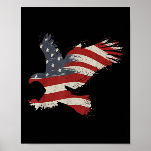 4. Juli Adler mit amerikanischer Flagge Geschenk T Poster