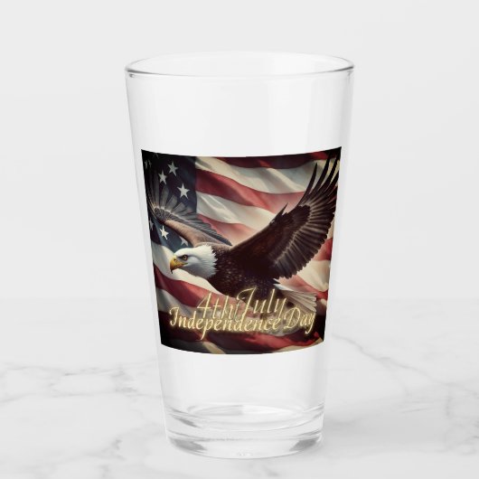 4. Juli Adler mit amerikanischer Flagge Glas (Vorderseite)