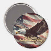 4. Juli Adler mit amerikanischer Flagge Magnet (Vorderseite/Rückseite)