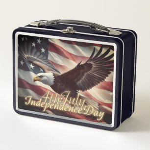 4. Juli Adler mit amerikanischer Flagge Metall Brotdose