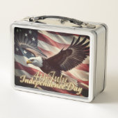 4. Juli Adler mit amerikanischer Flagge Metall Brotdose (Rückseite)