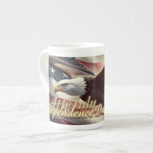 4. Juli Adler mit amerikanischer Flagge Porzellantasse