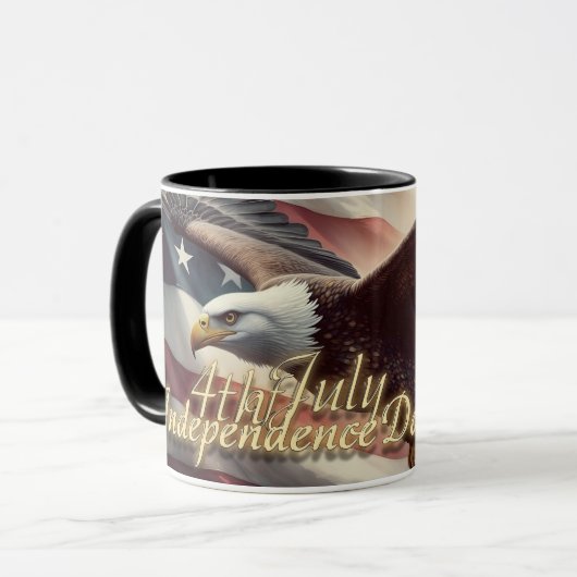 4. Juli Adler mit amerikanischer Flagge Tasse (Vorderseite Links)