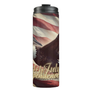 4. Juli-Adler mit amerikanischer Flagge Thermosbecher