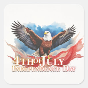4. Juli-Adler – Patriotisches Kunstdesign Quadratischer Aufkleber