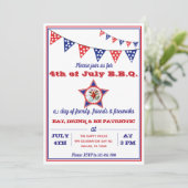 4. Juli Adler, Red, White & Blue GRILLEN Party Einladung (Stehend Vorderseite)