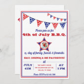4. Juli Adler, Red, White & Blue GRILLEN Party Einladung (Vorne/Hinten)