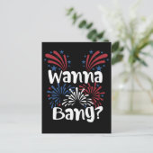 4. Juli Adult Humor Men Feuerwerk Joke Postkarte (Stehend Vorderseite)
