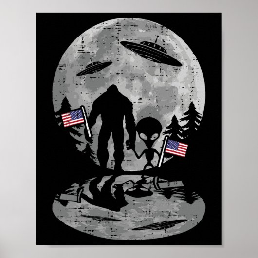 4. Juli Alien Ufo Funny Patriotic Wome Poster (Vorne)