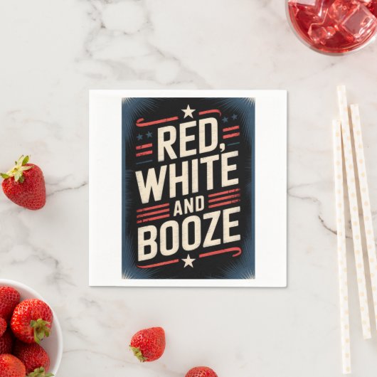 4. Juli Alkoholfete | Rot Weiß und Alkohol Serviette (Beispiel)