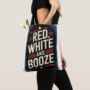 4. Juli Alkoholfete Rot Weiß und Alkohol Tasche