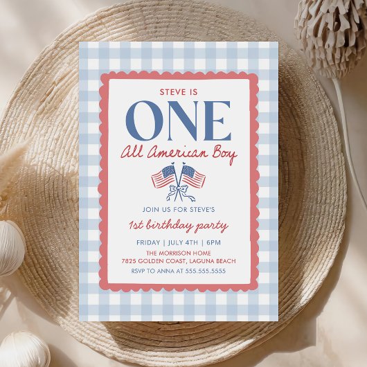 4. Juli All American Boy 1. Geburtstag Einladung