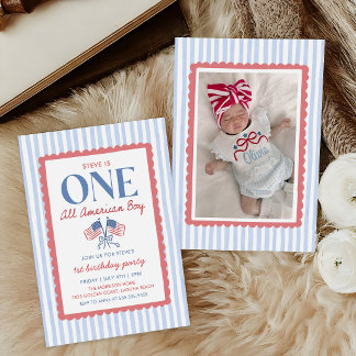 4. Juli All American Boy 1. Geburtstagsfoto Einladung