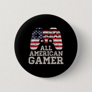 4. Juli All American Gamer Patriot Men Boys Kinder Button