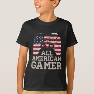 4. Juli All American Gamer Patriot Men Boys Kinder T-Shirt