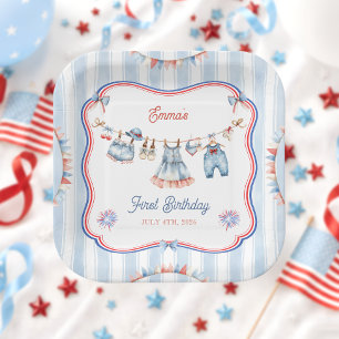4. Juli All American Girl 1. Geburtstag Pappteller