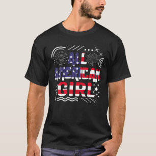 4. Juli Alle American Girl Firework USA Flag in T-Shirt