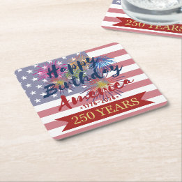 4. Juli Alles Gute zum Geburtstag Amerika USA 250. Rechteckiger Pappuntersetzer