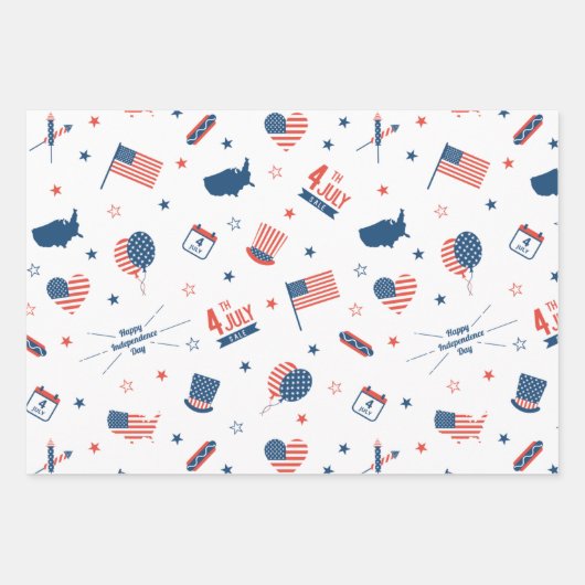 4. Juli America Wrapping Paper Set Geschenkpapier Set (Vorderseite)