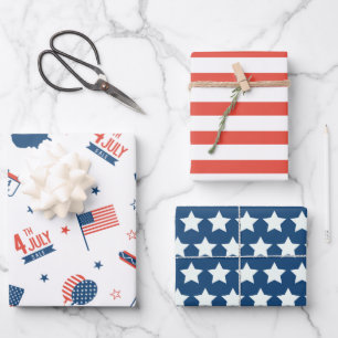 4. Juli America Wrapping Paper Set Geschenkpapier Set