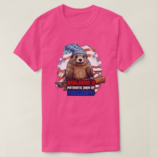 4. Juli American Beaver Gebäude a Patriotic D T-Shirt (Design vorne)
