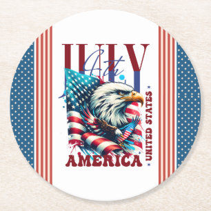 4. Juli American Eagle Sublimation-61904 Runder Pappuntersetzer