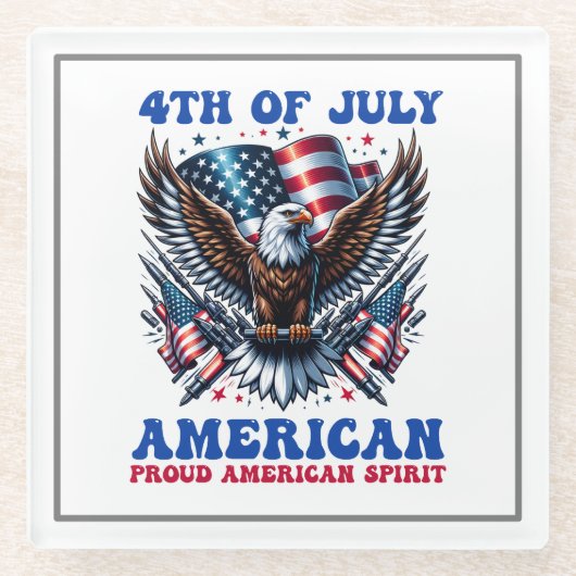 4. Juli American Eagle Sublimierung-61902 Glasuntersetzer (Vorderseite)