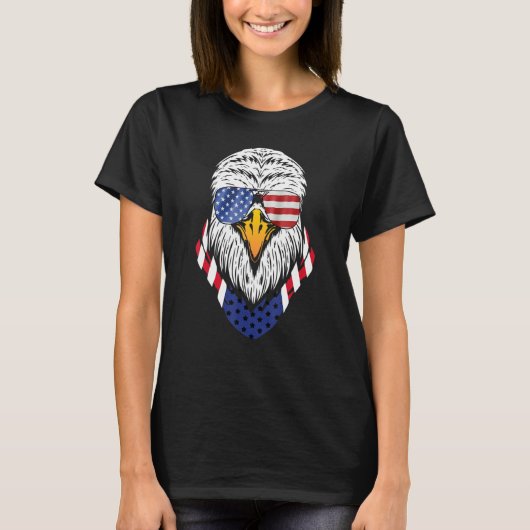 4. Juli American Eagle Usa Flag Brille Independe T-Shirt (Vorderseite)