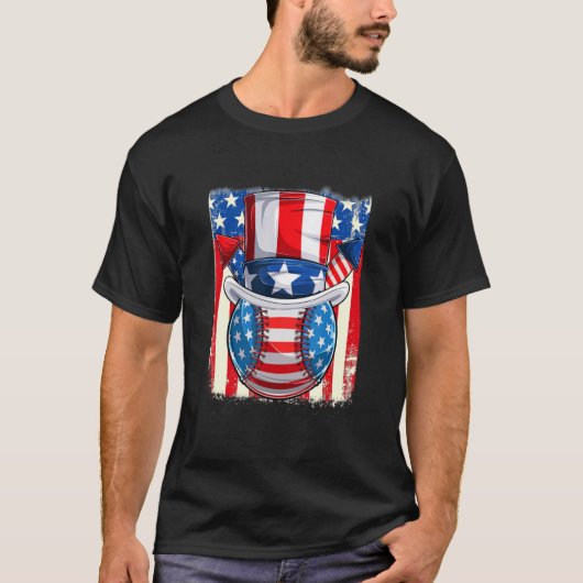4. Juli American Flag Baseball Apparel Basebal T-Shirt (Vorderseite)