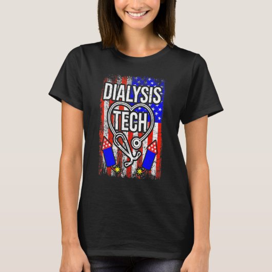 4. Juli American Flag Dialysis Tech Stethoscop T-Shirt (Vorderseite)