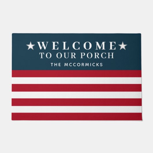 4. Juli American Flag Familie Personalisiert Fußmatte (Vorderseite)