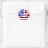 4. Juli American Flag Gesicht Runder Aufkleber (Tasche)