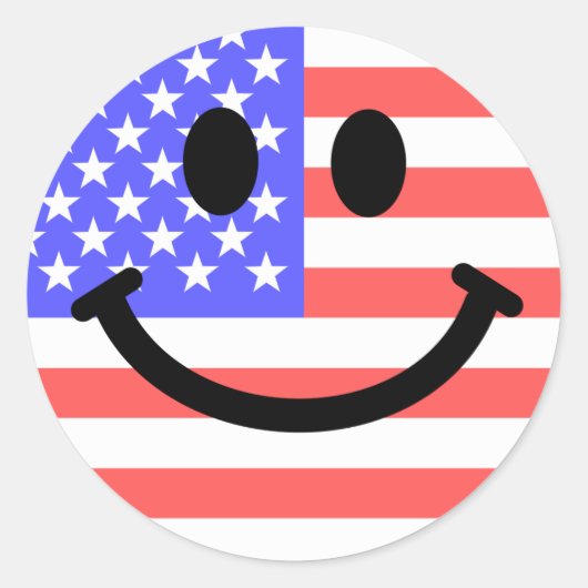 4. Juli American Flag Gesicht Runder Aufkleber (Vorderseite)