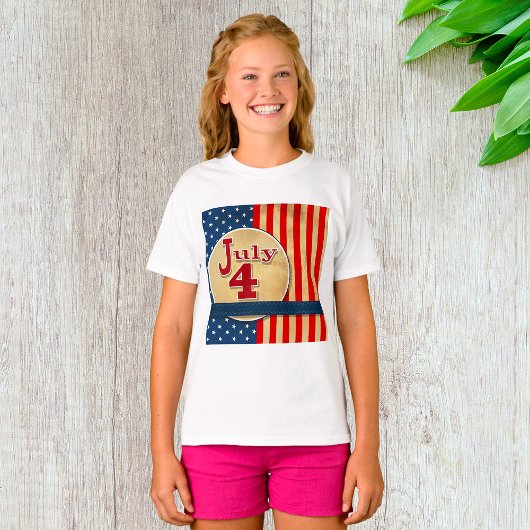 4. Juli American Flag Girls T - Shirt