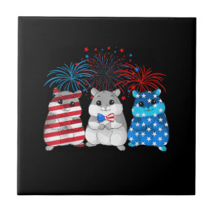 4. Juli American Flag Happy Guinea Pig Fliese