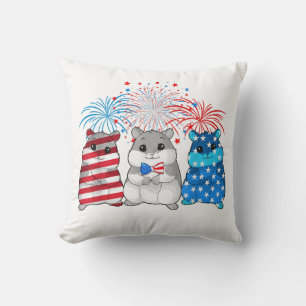 4. Juli American Flag Happy Guinea Pig Kissen