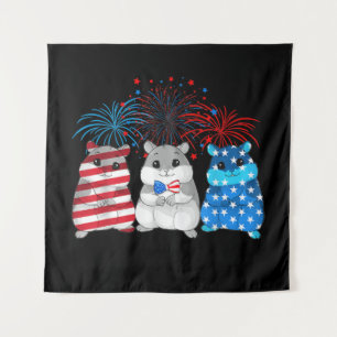 4. Juli American Flag Happy Guinea Pig Wandteppich