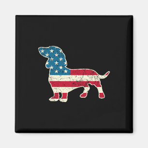 4. Juli American Flag Hund liebt Männer Frauen USA Magnet