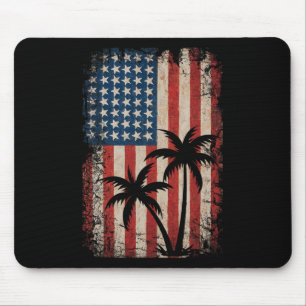 4. Juli American Flag Palm Trees Usa America P Mousepad