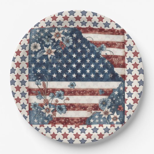 4. Juli American Flag Papier Platte Pappteller (Vorderseite)