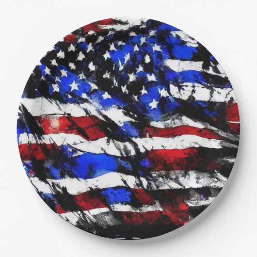 4. Juli "American Flag" Papierplatte Pappteller (Vorderseite)