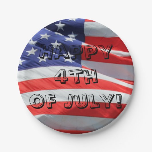 4. Juli, American Flag Plate, Vierte USA Pappteller (Vorderseite)
