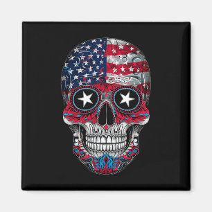 4. Juli American Flag Skull Skelett für Frauen Magnet
