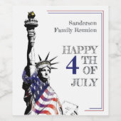 4. Juli American Flag Statue of Liberty Weinetikett (Einzelnes Label)