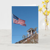 4. Juli, American Flag und One Room School Karte (Gelbe Blume)