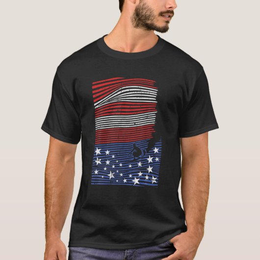 4. Juli American Flag Wave Patriotic S T-Shirt (Vorderseite)