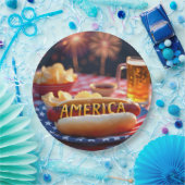 4. Juli American Hot Dog and Beer Pappteller (Party)